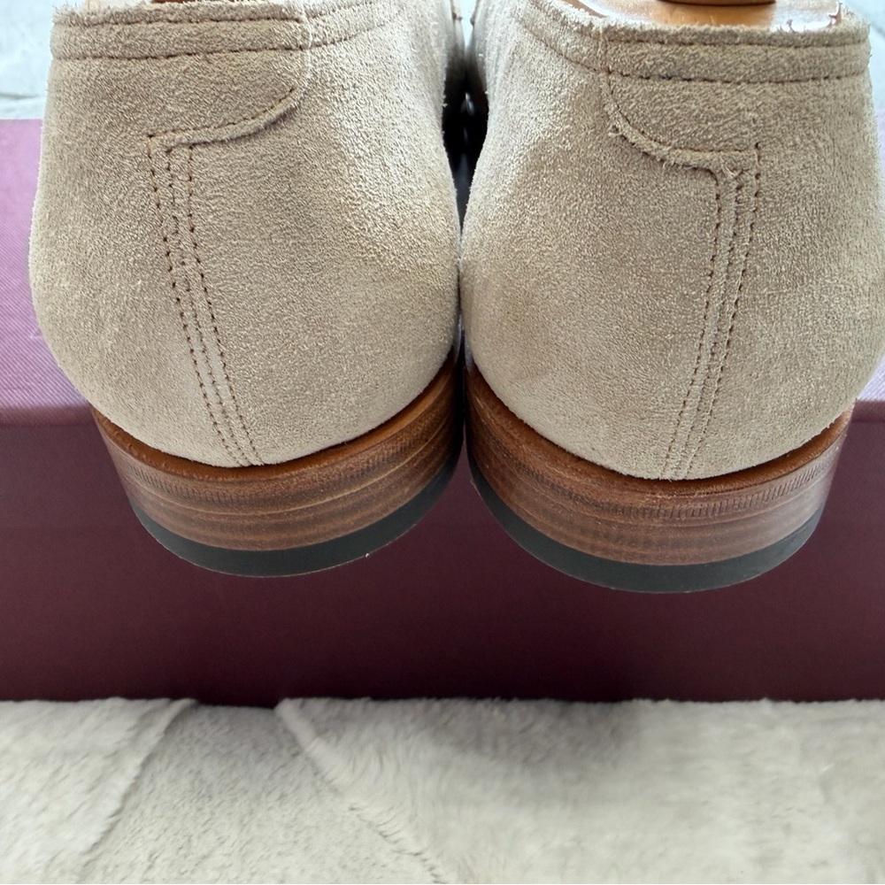 NEW! $1,980 John Lobb “Lopez” Suede Sand Cream Beige Tan Loafers 9W 10D - Picture 5 of 10